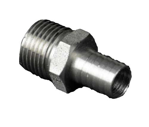 SS Hose Stem: 1/2 barb x 1/2 MPT (1)