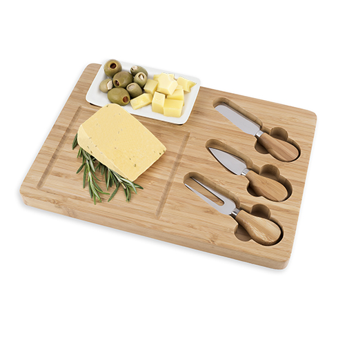 Bamboo Cheese:Board Set w/ Knives (1)