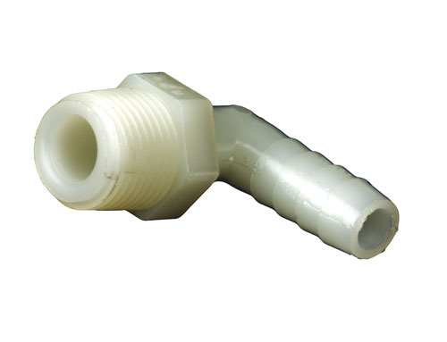 Nylon 3/8 MPT to: 3/8 90 Degree Barb (1)