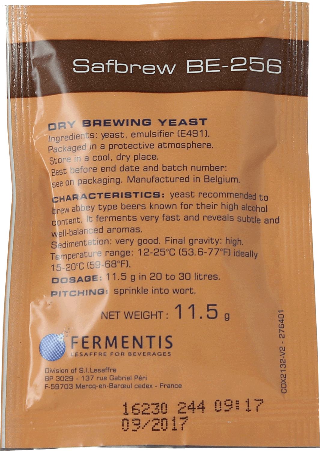 Safbrew BE-256 Dry Brewing Yeast, 11 g