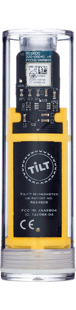Tilt Hydrometer and Thermometer, Yellow