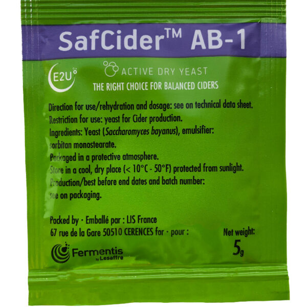 Fermentis Safcider Dry Cider AB 1 Yeast, 5 grams