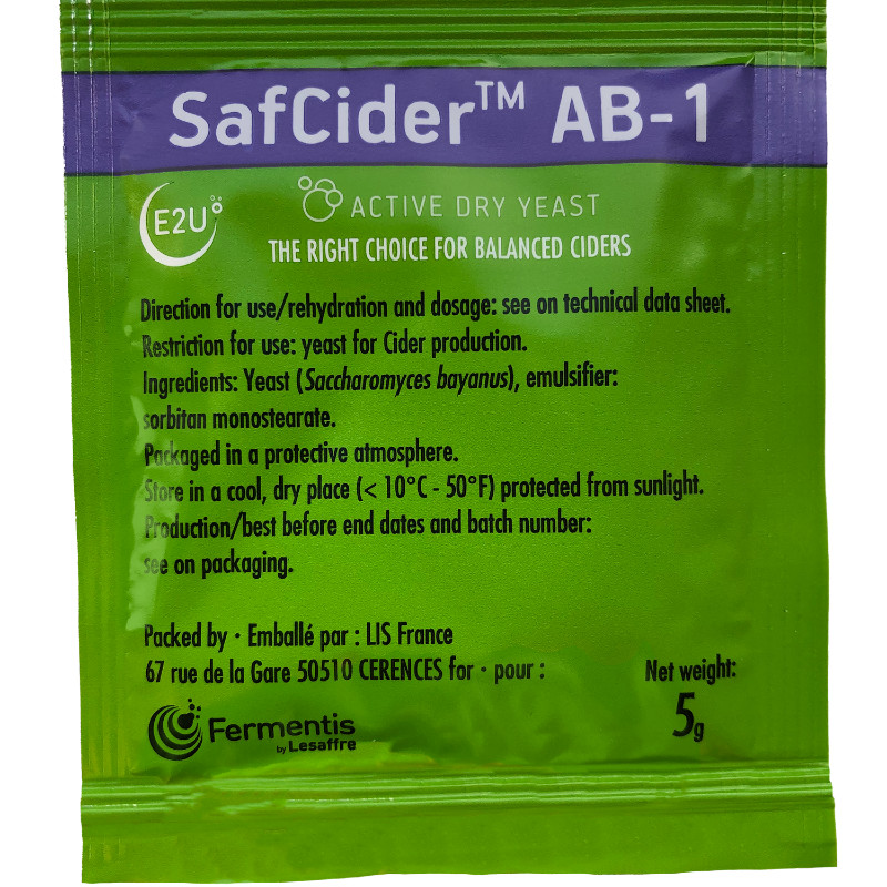 Fermentis Safcider Dry Cider AB 1 Yeast, 5 grams