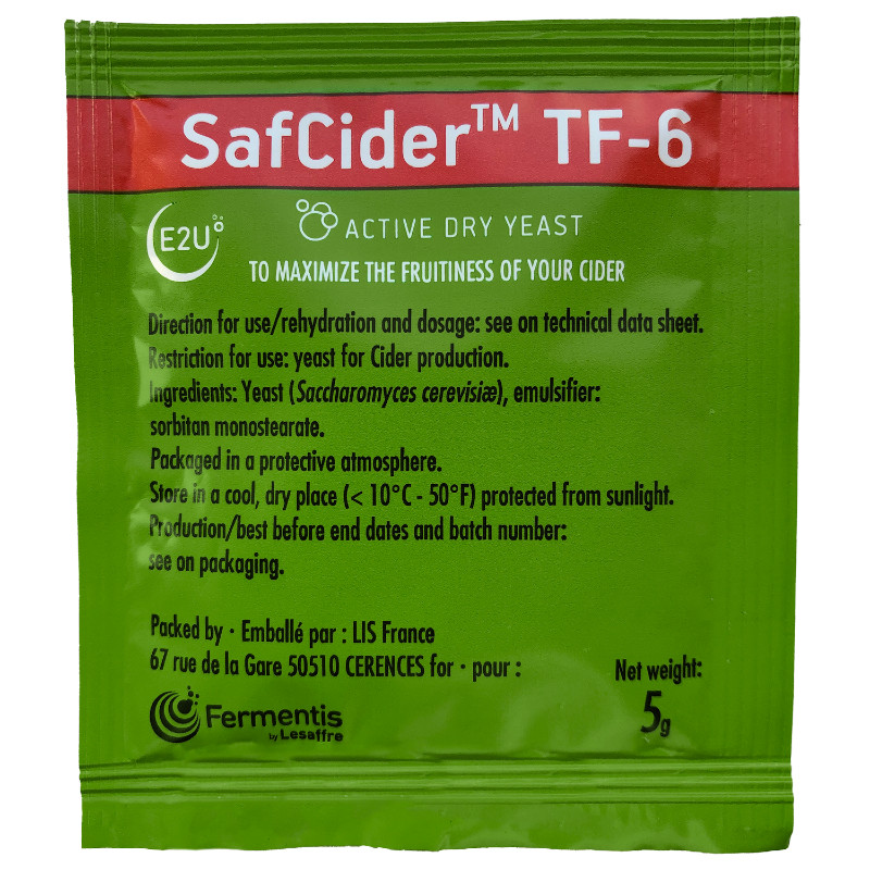 Fermentis Safcider:TF-6 Dry Cider Yeast, 5g