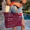 Burgundy Wine Designed Canvas Shoulder Bag - Image 3