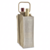 Jute Bag 2-Tone, Cane Handle, 2 Bottles - Image 3