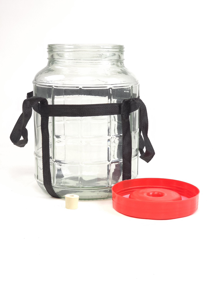 Glass 2.3 Gallon, Wide Mouth Carboy w/ Lid and Harness
